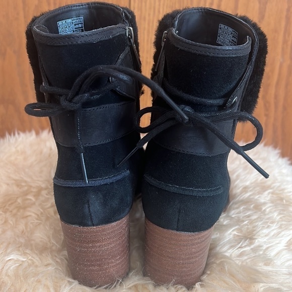UGG Kirke Shearling Trimmed Leather & Suede Ankle Boots Sz-7.5 - Picture 4 of 10